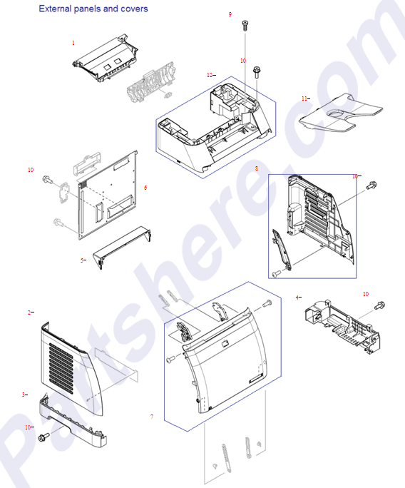 HP parts picture diagram for RC2-1671-000CN, RC2-1672-000CN, RC2-1687-000CN, RC2-1691-000CN, RC2-1692-000CN, RM1-4314-020CN, RM1-1858-000CN, RM1-4311-000CN, RM1-4314-000CN, RM1-1858-040CN
